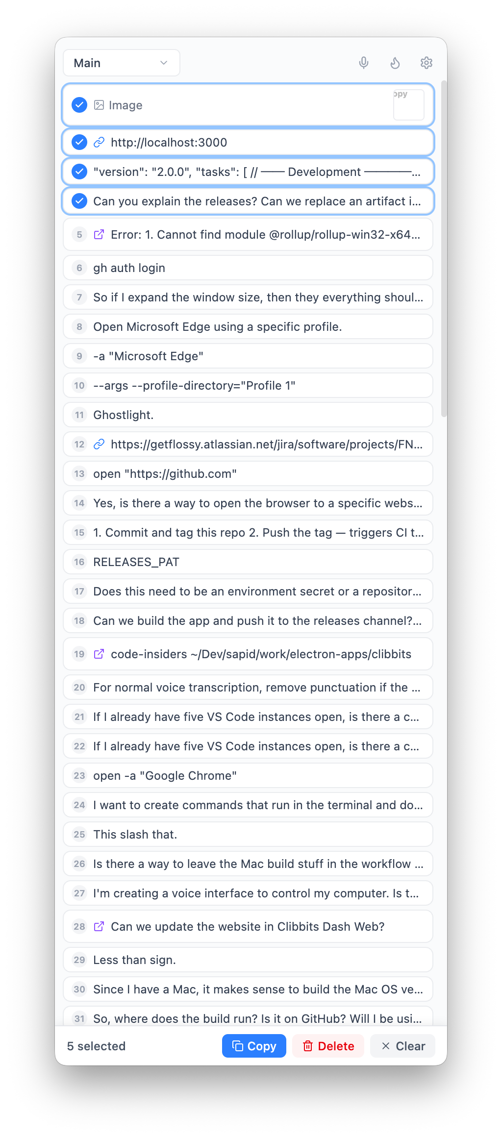 Context stacking combining multiple clipboard items into one paste